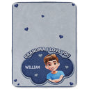 Gift For Grandma,Gift For Grandpa,Grandpa - Grandkids,Grandma - Grandkids,Gift For Women,Gift For Men,Happy - Faux Embroidery Effect Mom Grandma We Love You - Personalized Fleece Blanket, Sherpa Blanket