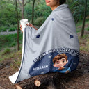 Gift For Grandma,Gift For Grandpa,Grandpa - Grandkids,Grandma - Grandkids,Gift For Women,Gift For Men,Happy - Faux Embroidery Effect Mom Grandma We Love You - Personalized Fleece Blanket, Sherpa Blanket