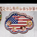 Gift For Grandma, Gift For Grandpa, Gift For Grandparents, Happy - Faux Embroidery Effect Star & Stripes Grandkids Spoiled Here - Personalized Custom Shaped Doormat