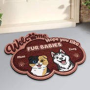 Vector, Pet Lovers,Pet Mom,Pet Dad,Pet Couple,Dog Lovers,Dog Mom,Dog Dad,Dog Couple,Cat Lovers,Cat Mom,Cat Dad,Cat Couple,Family,Happy,Top Market, Top Market -  Faux Embroidery Effect Welcome Hope You Like Dog Cat - Personalized Custom Shaped Doormat