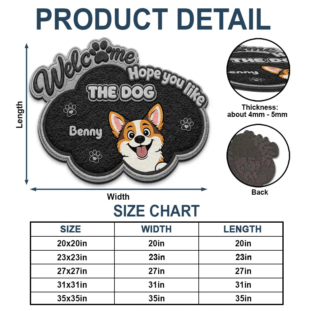 Vector, Pet Lovers,Pet Mom,Pet Dad,Pet Couple,Dog Lovers,Dog Mom,Dog Dad,Dog Couple,Cat Lovers,Cat Mom,Cat Dad,Cat Couple,Family,Happy,Top Market, Top Market -  Faux Embroidery Effect Welcome Hope You Like Dog Cat - Personalized Custom Shaped Doormat