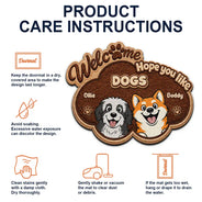 Vector, Pet Lovers,Pet Mom,Pet Dad,Pet Couple,Dog Lovers,Dog Mom,Dog Dad,Dog Couple,Cat Lovers,Cat Mom,Cat Dad,Cat Couple,Family,Happy,Top Market, Top Market -  Faux Embroidery Effect Welcome Hope You Like Dog Cat - Personalized Custom Shaped Doormat