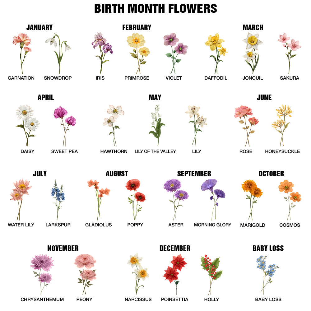 Faux Pressed Birth Flower My Daughter Forever - Personalized Pillow