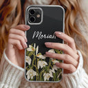 Gift For Girlfriend,Gift For Wife,Gift For Yourself,Gift For Women,Happy,Gift For Sisters,Gift For Bestie,Gift For Mother - Faux Pressed Birth Flower - Personalized Clear Phone Case