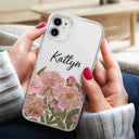 Gift For Girlfriend,Gift For Wife,Gift For Yourself,Gift For Women,Happy,Gift For Sisters,Gift For Bestie,Gift For Mother - Faux Pressed Birth Flower - Personalized Clear Phone Case