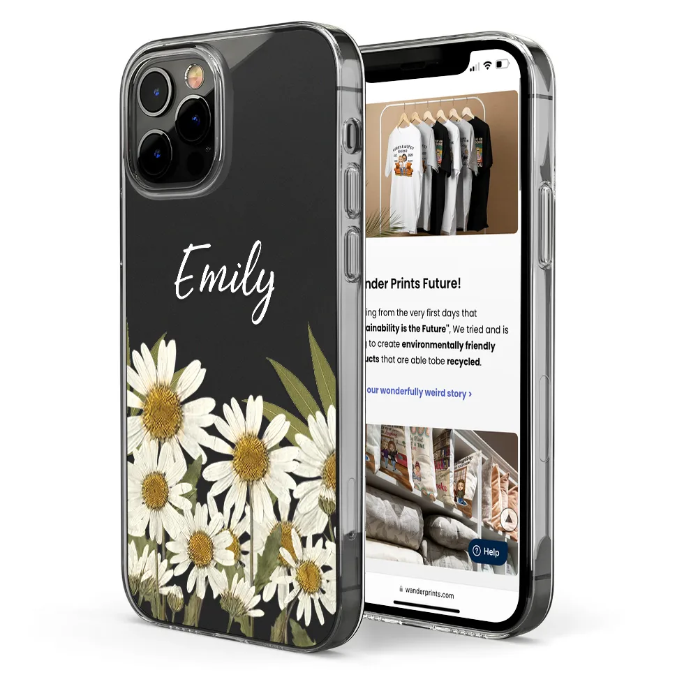 Gift For Girlfriend,Gift For Wife,Gift For Yourself,Gift For Women,Happy,Gift For Sisters,Gift For Bestie,Gift For Mother - Faux Pressed Birth Flower - Personalized Clear Phone Case