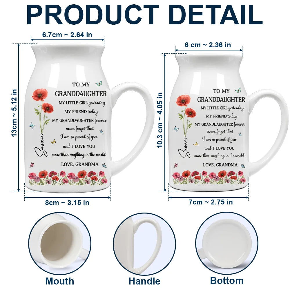 Gift For Daughter, Gift For Women, Happy, Gift For Grandkids - Faux Pressed Birth Flower My Daughter Forever - Personalized Ceramic Flower Vase