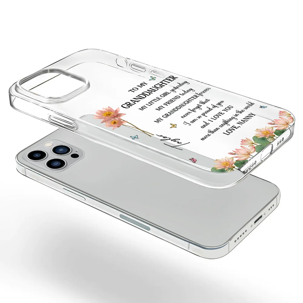 Gift For Daughter,Gift For Women,Happy,Gift For Grandkids - Faux Pressed Birth Flower My Daughter Forever - Personalized Clear Phone Case