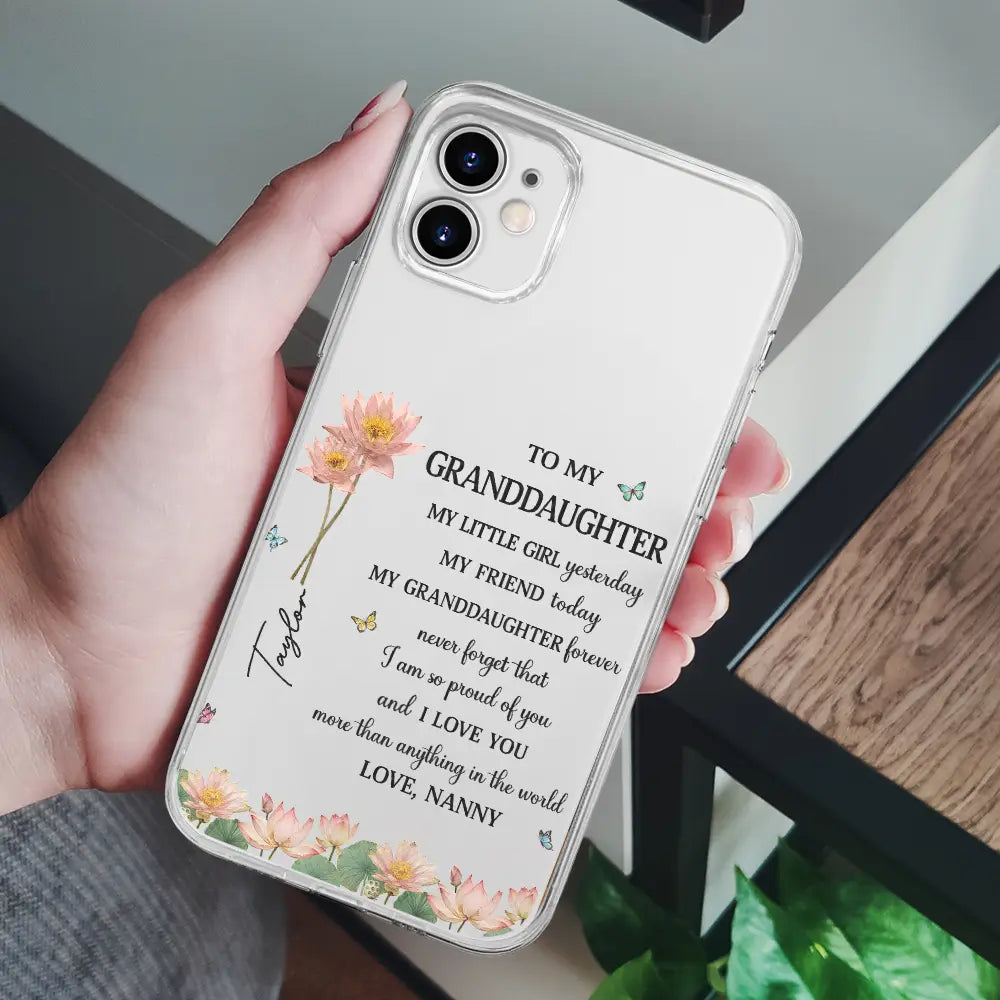 Gift For Daughter,Gift For Women,Happy,Gift For Grandkids - Faux Pressed Birth Flower My Daughter Forever - Personalized Clear Phone Case