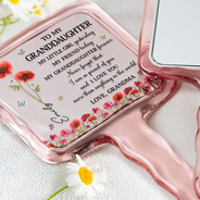Gift For Daughter,Gift For Women,Happy,Gift For Grandkids - Faux Pressed Birth Flower My Daughter Forever - Personalized Handheld Mirror