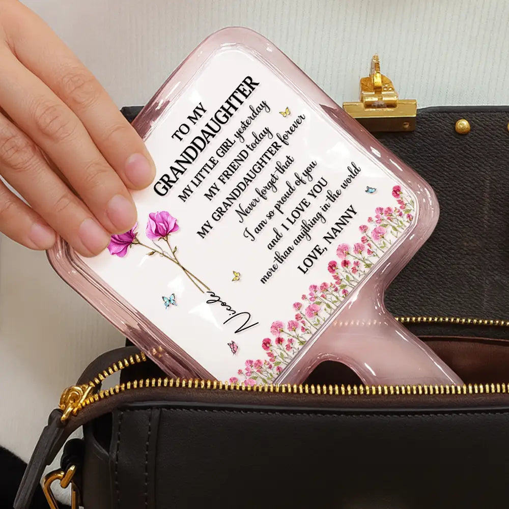 Gift For Daughter,Gift For Women,Happy,Gift For Grandkids - Faux Pressed Birth Flower My Daughter Forever - Personalized Handheld Mirror