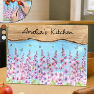 Confident, Gift For Yourself, Cooking, Gift For Women, Icon - Faux Wooden Resin Birth Flower Mom Grandma Kitchen - Personalized Cutting Board