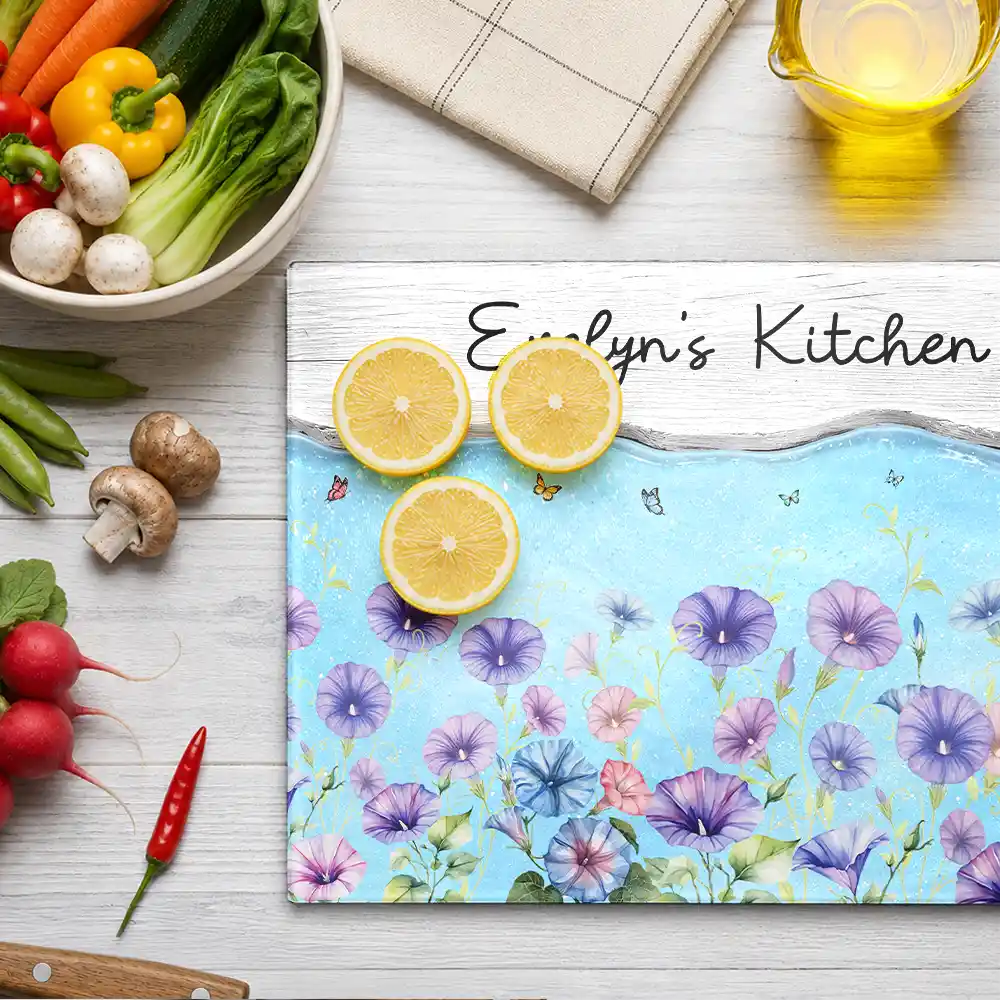 Confident, Gift For Yourself, Cooking, Gift For Women, Icon - Faux Wooden Resin Birth Flower Mom Grandma Kitchen - Personalized Cutting Board