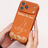 Gift For Mother,Gift For Women,Happy,Gift For Yourself,Gift For Grandma,Vector - Faux Pressed Flower Mom And Children Holding Hands - Personalized Leather Phone Case