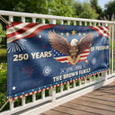 Family,Parents,Happy,America 250th - Faux Puff Embroidery Effect Patriotic Eagle 250 Years Of Freedom - Personalized Horizontal Banner