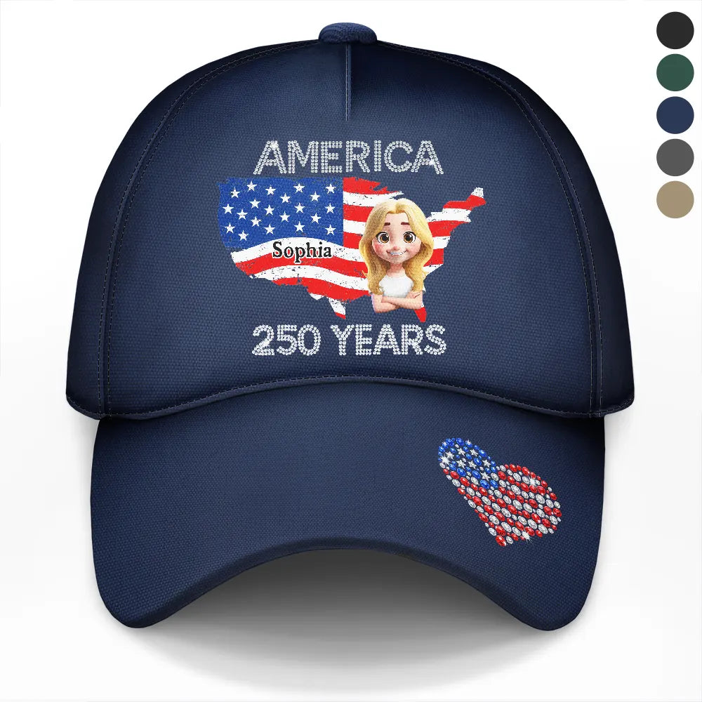 Independence Day,America 250th,Gift For Yourself,Gift For Men,Gift For Women,Happy - Faux Rhinestone America 250 Years - Personalized Classic Cap