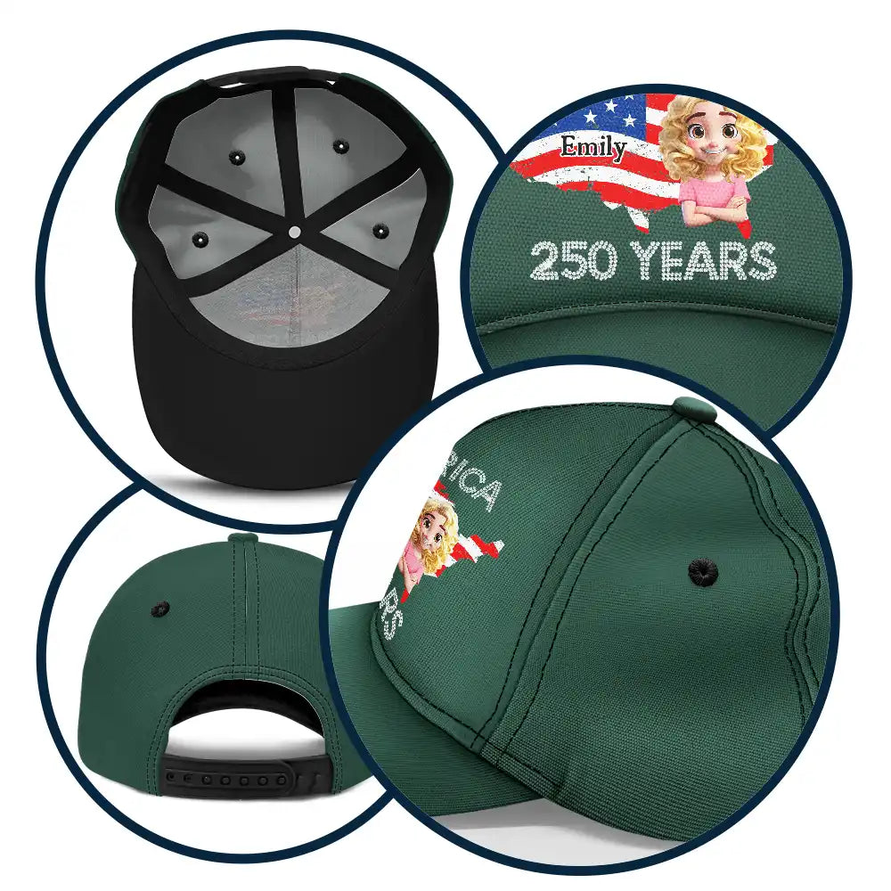 Independence Day,America 250th,Gift For Yourself,Gift For Men,Gift For Women,Happy - Faux Rhinestone America 250 Years - Personalized Classic Cap