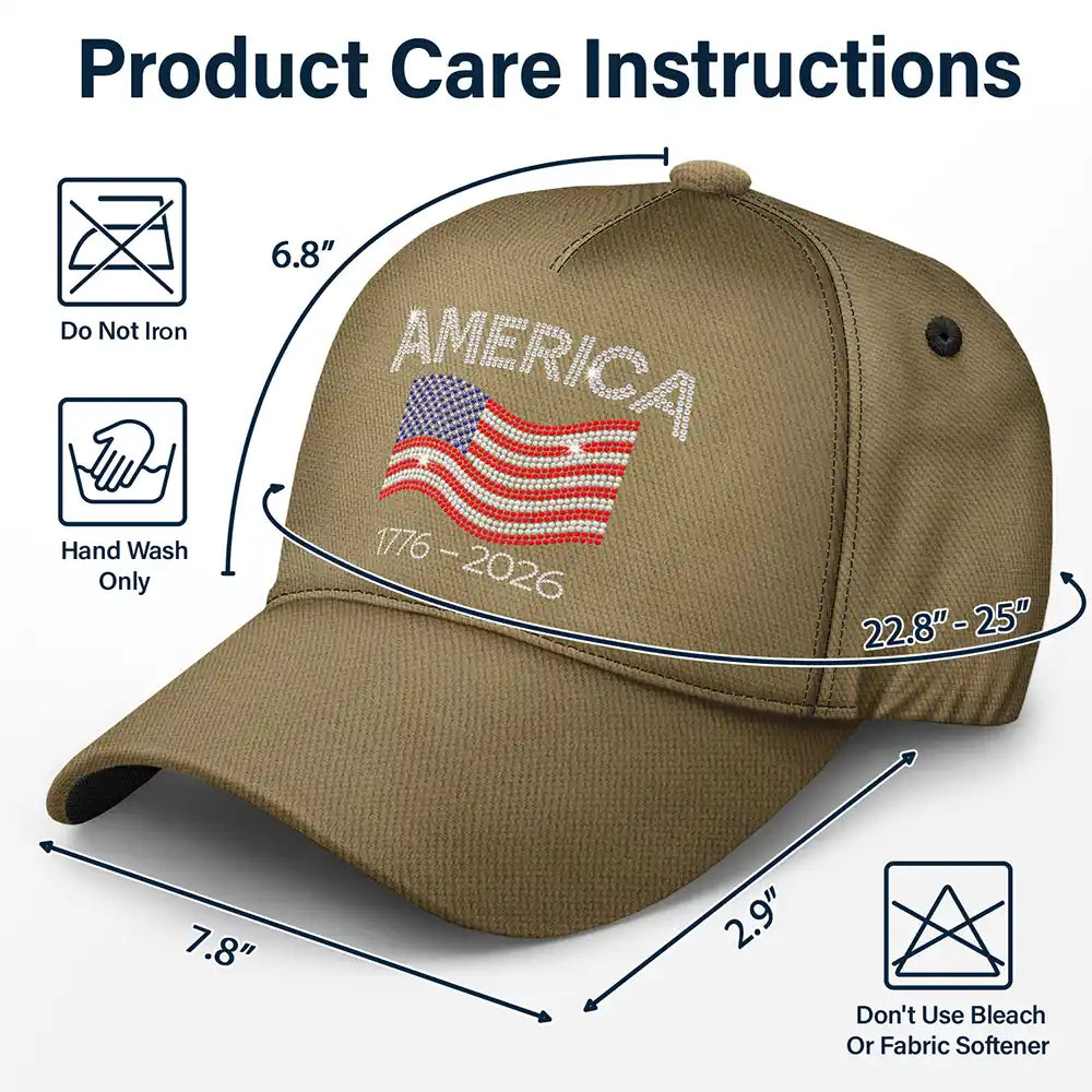 Gift For Men,No Custom,Independence Day,America 250th,Happy,Gift For Women,Gift For Yourself - Faux Rhinestone Effect USA Stars And Stripes - Classic Cap