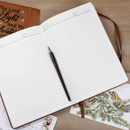 Christian,Gift For Yourself - Favorite Bible Verse With Birth Month Flower - Personalized Leather Journal