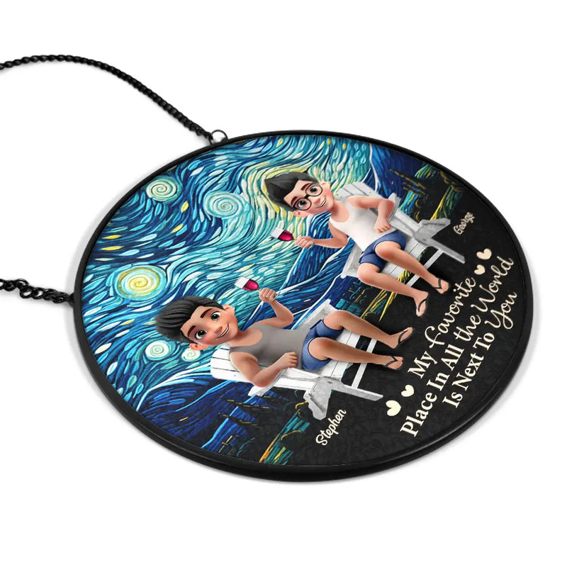 Gift For Couples,Gift For Husband,Gift For Wife,Gift For Boyfriend,Gift For Girlfriend,Love - Favorite Place In All The World - Personalized Stained Glass Window Hanging Suncatcher