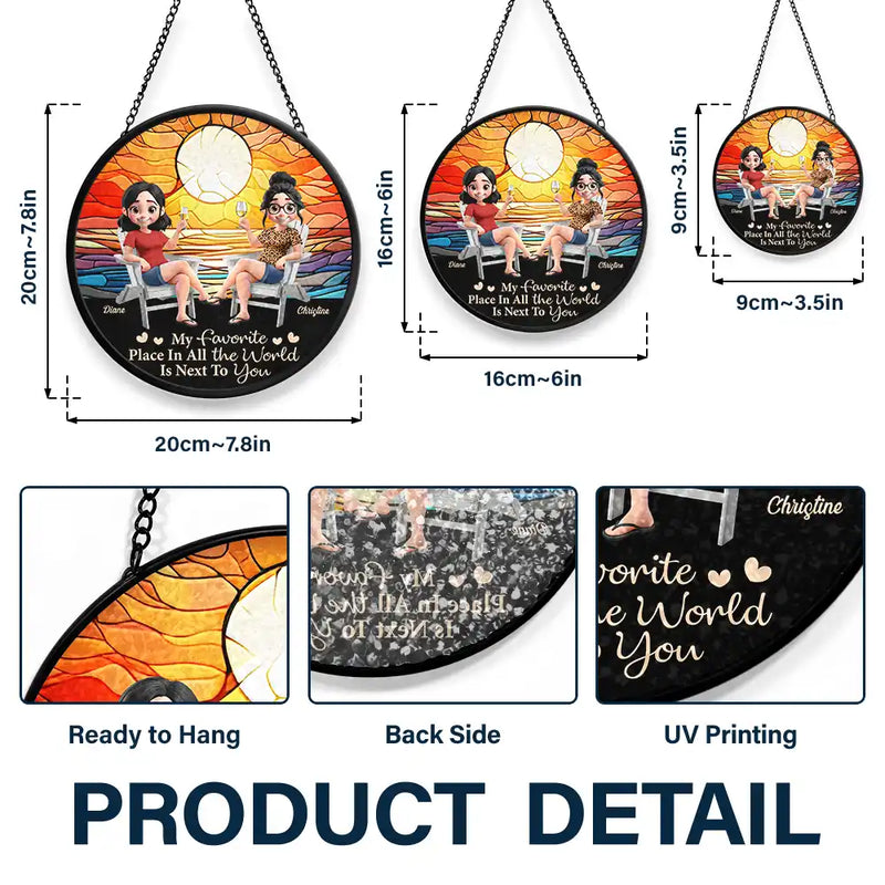 Gift For Couples,Gift For Husband,Gift For Wife,Gift For Boyfriend,Gift For Girlfriend,Love - Favorite Place In All The World - Personalized Stained Glass Window Hanging Suncatcher