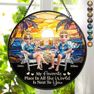 Gift For Couples,Gift For Husband,Gift For Wife,Gift For Boyfriend,Gift For Girlfriend,Love - Favorite Place In All The World - Personalized Stained Glass Window Hanging Suncatcher