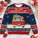 Dog Lovers,Christmas,Funny,Pet Lovers - Feliz Navidog Truck Red - Personalized Unisex Ugly Sweater