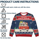 Dog Lovers,Christmas,Funny,Pet Lovers - Feliz Navidog Truck Red - Personalized Unisex Ugly Sweater