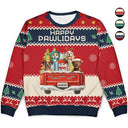 Dog Lovers,Christmas,Funny,Pet Lovers - Feliz Navidog Truck Red - Personalized Unisex Ugly Sweater