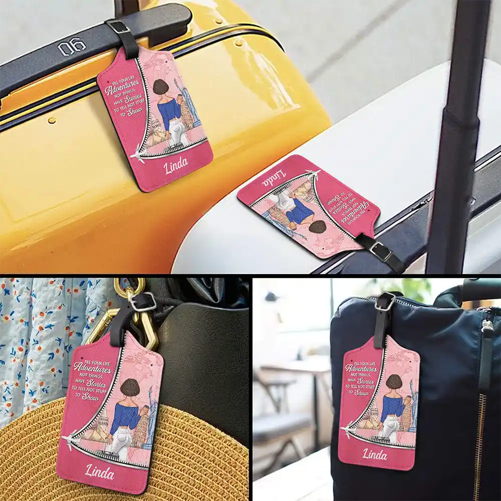 Happy,Gift For Yourself,Gift For Women,Gift For Men,Travel - Fill Your Life With Adventures - Personalized Luggage Tag