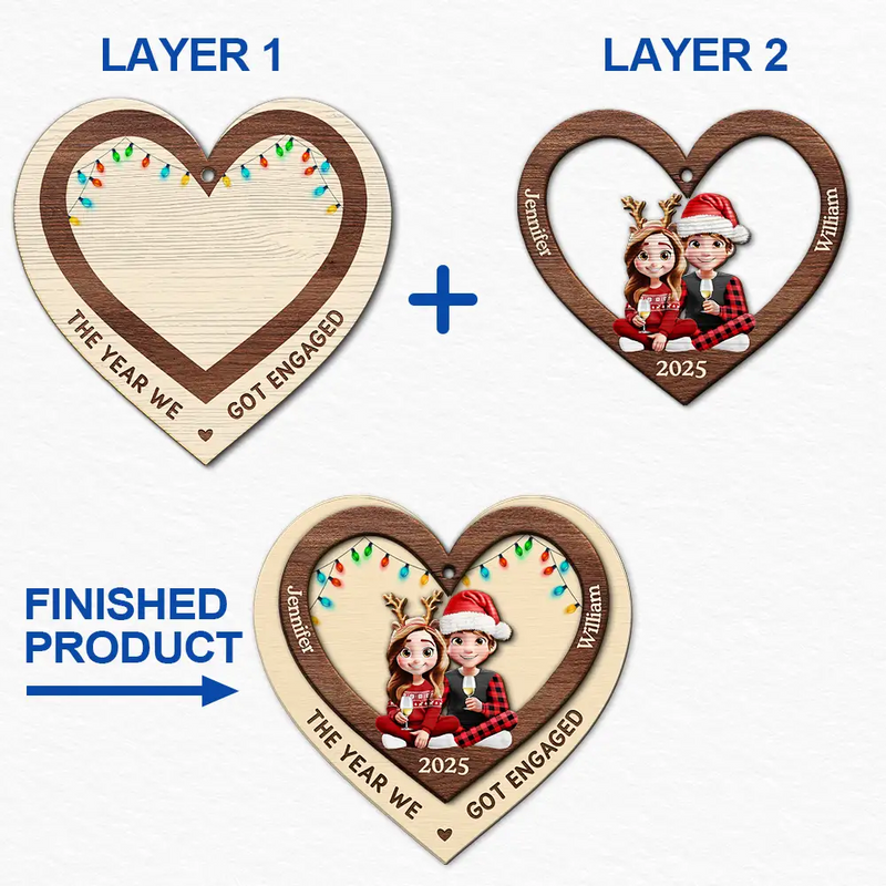 Gift For Couples,Gift For Husband,Gift For Wife,Gift For Boyfriend,Gift For Girlfriend,Christmas,Love - Finally Found My Missing Piece - Personalized 2-Layered Wooden Ornament