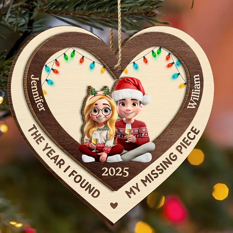 Gift For Couples,Gift For Husband,Gift For Wife,Gift For Boyfriend,Gift For Girlfriend,Christmas,Love - Finally Found My Missing Piece - Personalized 2-Layered Wooden Ornament