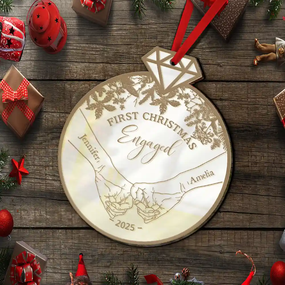 Gift For Couples,Gift For Husband,Gift For Wife,Gift For Boyfriend,Gift For Girlfriend,Love,Christmas - First Christmas As - Personalized Custom Shaped Mirror Ornament