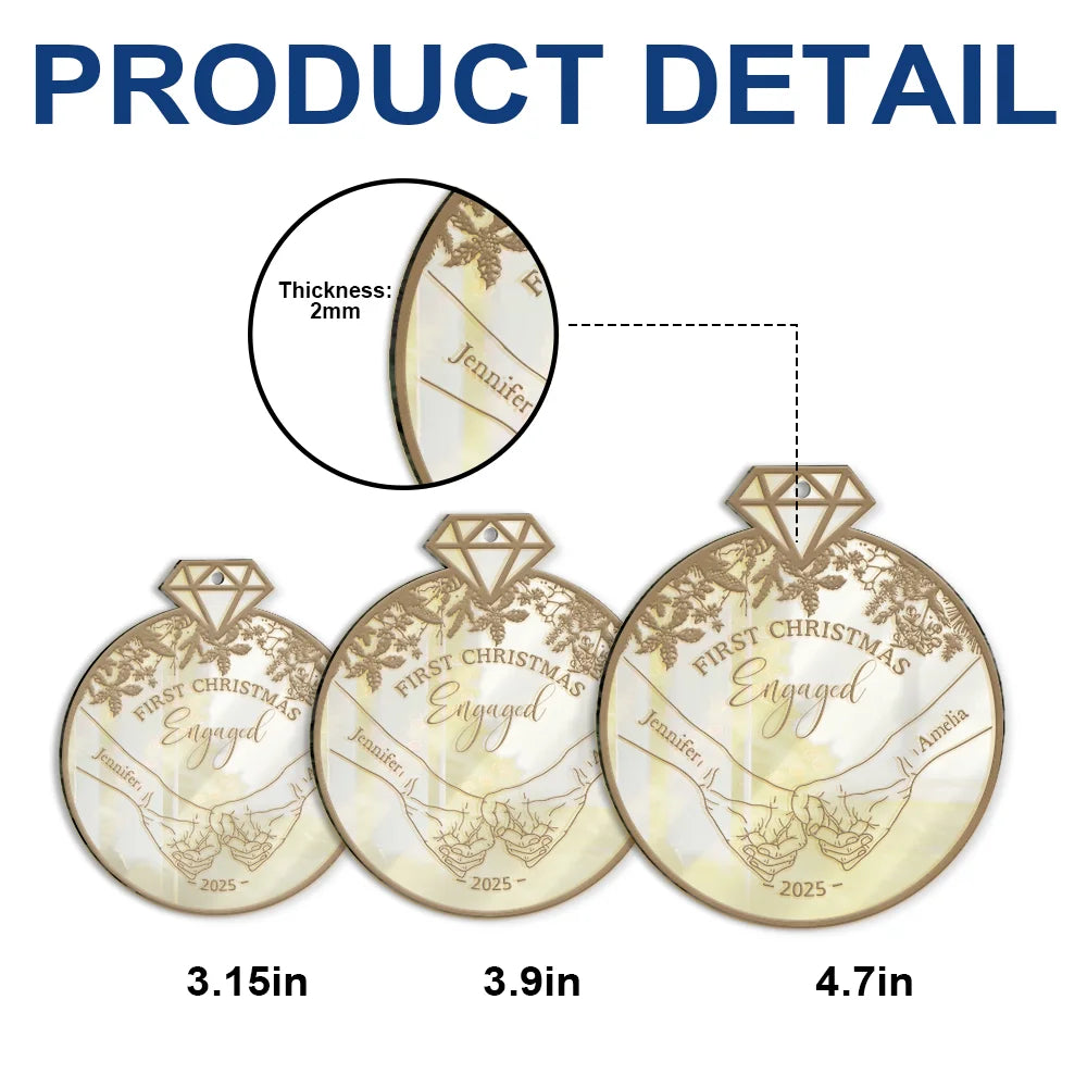 Gift For Couples,Gift For Husband,Gift For Wife,Gift For Boyfriend,Gift For Girlfriend,Love,Christmas - First Christmas As - Personalized Custom Shaped Mirror Ornament