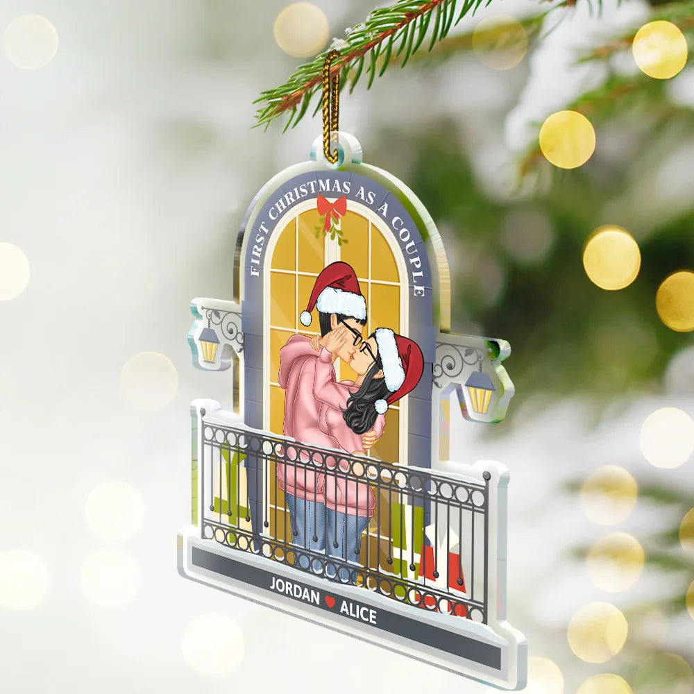 Gift For Couples, Gift For Women, Gift For Men, Christmas, Love, Happy - First Christmas As A Couple - Personalized Custom Shaped Acrylic Ornament