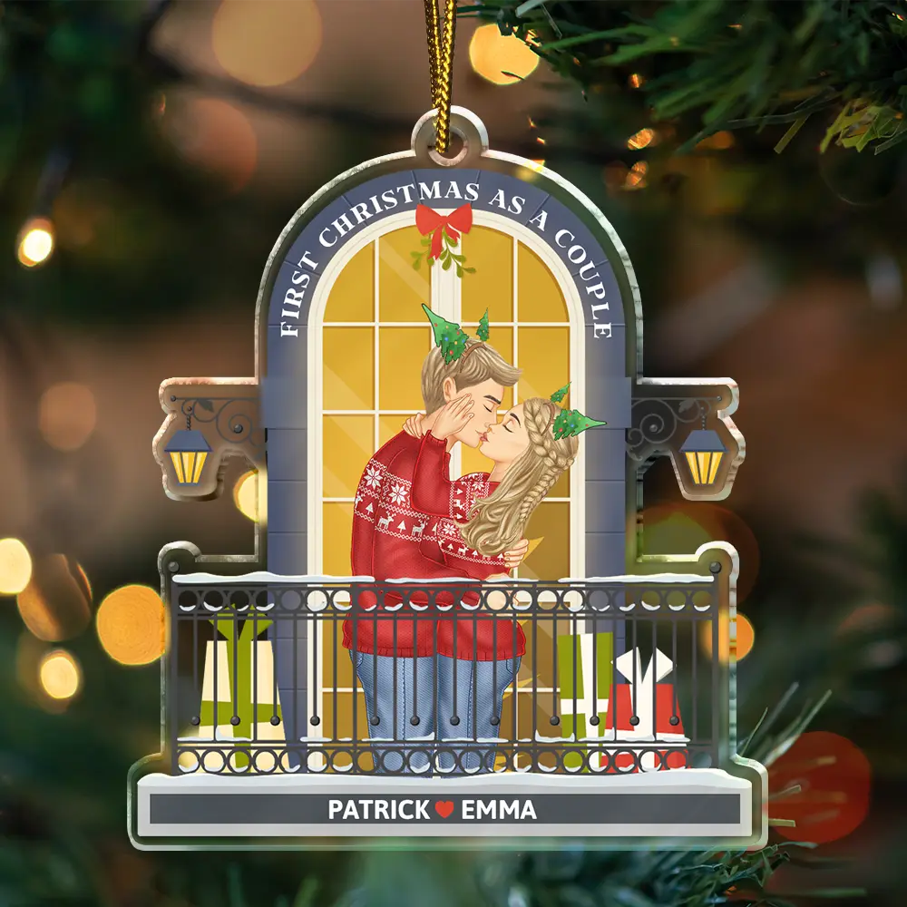 Gift For Couples, Gift For Women, Gift For Men, Christmas, Love, Happy - First Christmas As A Couple - Personalized Custom Shaped Acrylic Ornament