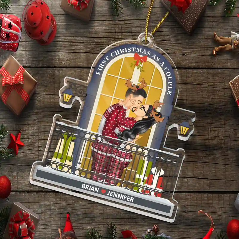 Gift For Couples, Gift For Women, Gift For Men, Christmas, Love, Happy - First Christmas As A Couple - Personalized Custom Shaped Acrylic Ornament