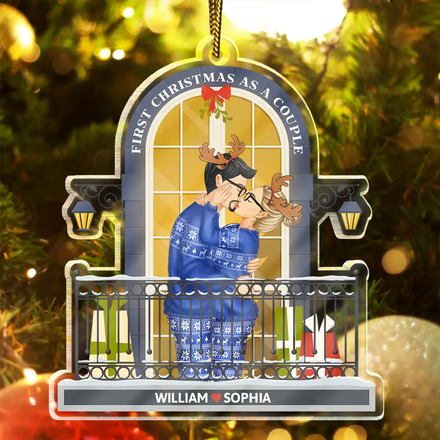 First Christmas As A Couple - Personalized Custom Shaped Acrylic Ornament