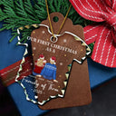 Christmas,New Dad,New baby,New Mom,Happy - First Christmas As A Family - Personalized Onesie Shaped Glass Ornament
