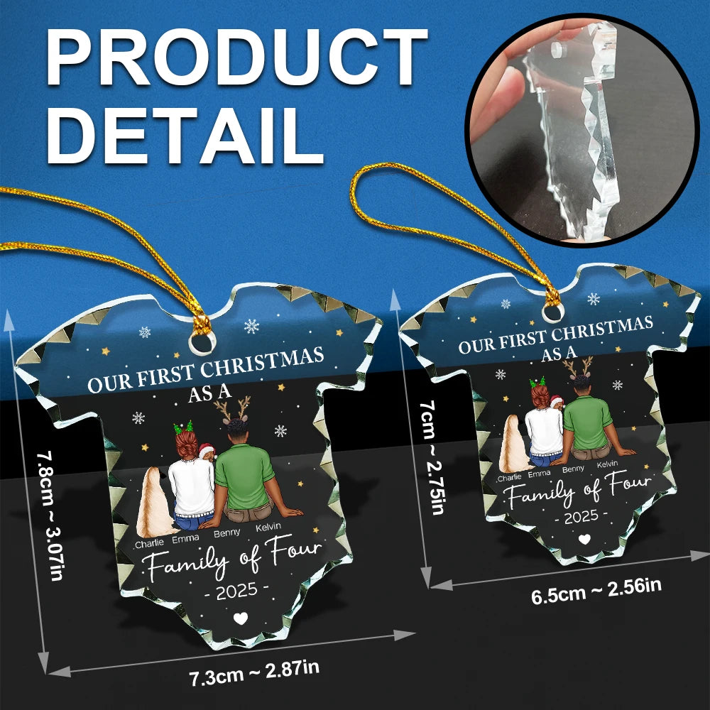 Christmas,New Dad,New baby,New Mom,Happy - First Christmas As A Family - Personalized Onesie Shaped Glass Ornament