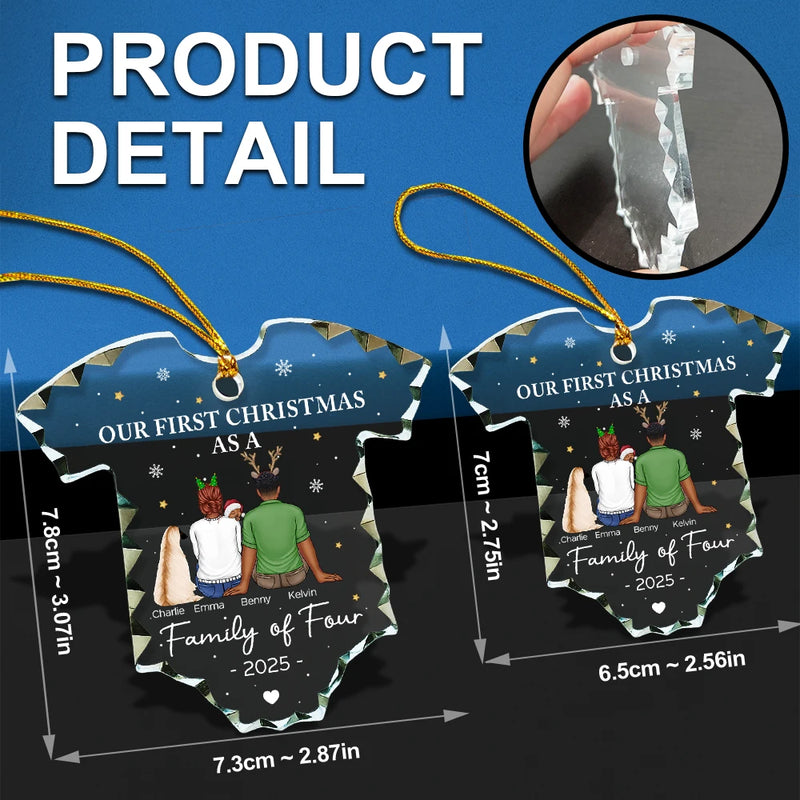 Christmas,New Dad,New baby,New Mom,Happy - First Christmas As A Family - Personalized Onesie Shaped Glass Ornament