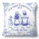 Christmas,Family,Dog Lovers,Cat Lovers,Pet Lovers,Parents,Happy,New Dad,New baby,New Mom - First Christmas As A Family Of Four New Parents Toile - Personalized Pillow