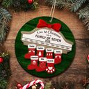 First Christmas As A Family Of Four Stocking Family - Personalized 2-Layered Wooden Ornament
