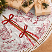 Gift For Wife,Christmas,Indoor Decor,Gift For Couples,Icon,Happy - First Christmas As A Family Of Four Toile Footprints - Personalized Tree Skirt