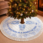 Gift For Wife,Christmas,Indoor Decor,Gift For Couples,Icon,Happy - First Christmas As A Family Of Four Toile Footprints - Personalized Tree Skirt