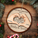 Love,Family,Christmas - First Christmas As A Family Of Three - Personalized 2-Layered Wooden Ornament