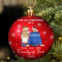 Christmas,Family,Dog Lovers,Cat Lovers,Pet Lovers,Parents,Happy,New Dad,New baby,New Mom - First Christmas As A Family Of Three New Parents - Personalized Ball Ornament