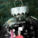 Christmas,Family,Dog Lovers,Cat Lovers,Pet Lovers,Parents,Happy,New Dad,New baby,New Mom - First Christmas As A Family Of Three New Parents - Personalized Ball Ornament