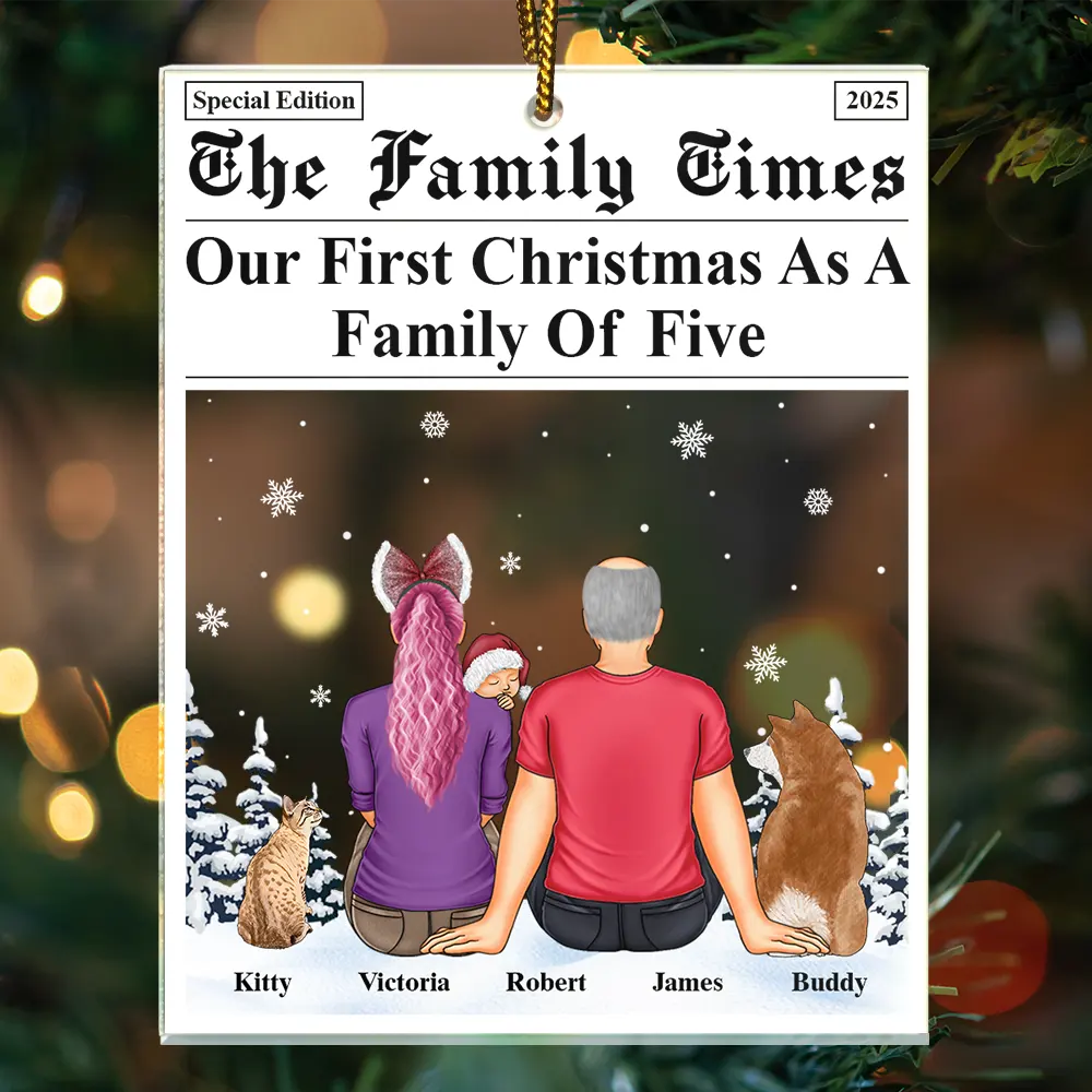 Love,Family,New baby,New Mom,New Dad,Gift For Husband,Gift For Wife,Gift For Couples,Married ,Pregnant Mom - First Christmas As A Family Of Three The Family Times - Personalized Custom Shaped Acrylic Ornament