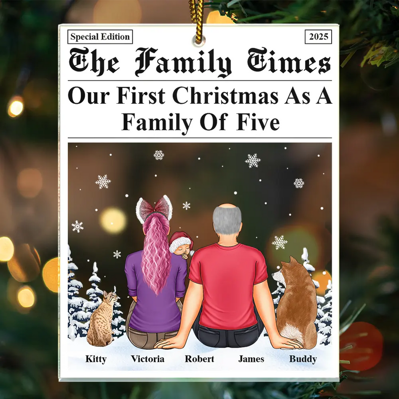 Love,Family,New baby,New Mom,New Dad,Gift For Husband,Gift For Wife,Gift For Couples,Married ,Pregnant Mom - First Christmas As A Family Of Three The Family Times - Personalized Custom Shaped Acrylic Ornament